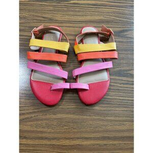 Comfort Est. 1946 red orange pink yellow toe sandals size 10